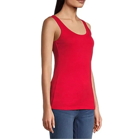 Womens Scoop Neck Sleeveless Tank Top Large Red New - Picture 2 of 4